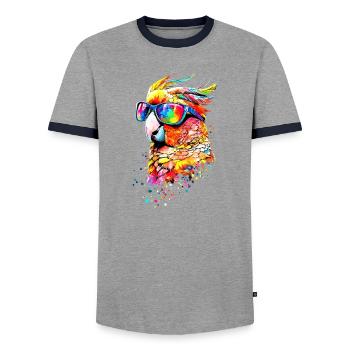 Perroquet Ara Perruche Cacatoès Amoureux des perroquets - T-shirt contrasté Homme - gris/marine  - Devant - AI Model Female 172 light (172cm) & AI Model Male 178 light (178cm)