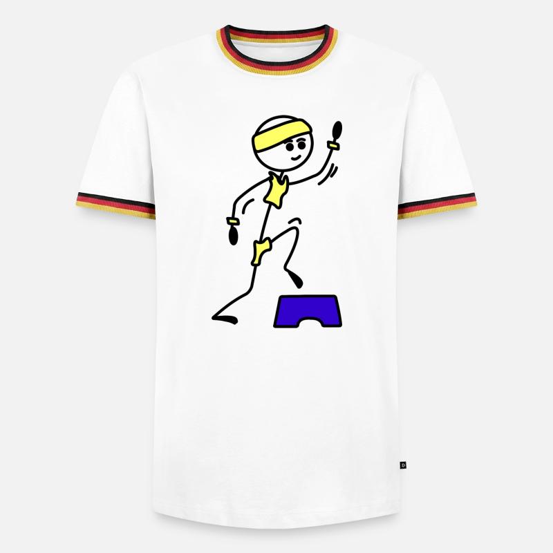 Schritte oder Aerobic Mädchen Trainingsübung - Männer Kontrast-T-Shirt - Weiß/Dreifarbig