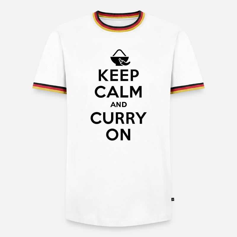 Keep calm and curry on - Männer Kontrast-T-Shirt - Weiß/Dreifarbig