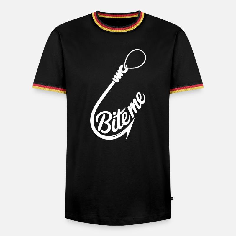Bite Me Hook Graphic Tee - Men's Ringer Shirt - black/tricolour