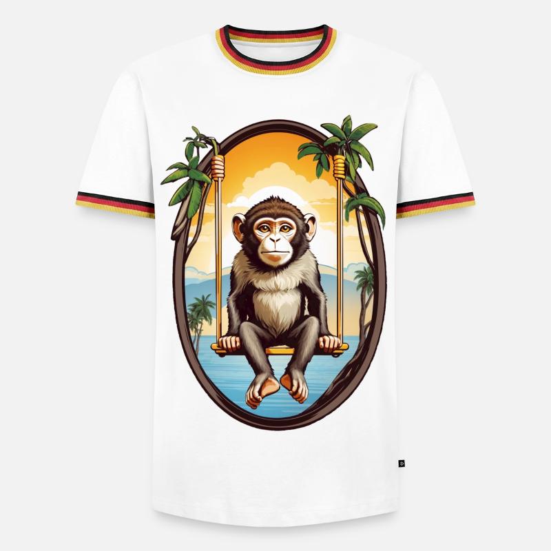 Monkey on swing - Men's Ringer Shirt - white/tricolour