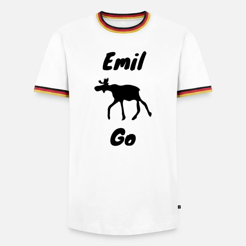 Emil der Elch - Männer Kontrast-T-Shirt - Weiß/Dreifarbig