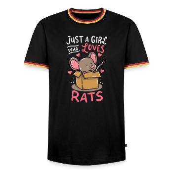 Nur ein Mädchen, das Ratten liebt - Männer Kontrast-T-Shirt - Schwarz/Dreifarbig - Vorne - AI Model Male 178 light (178cm) & AI Model Male 185 light (185cm)