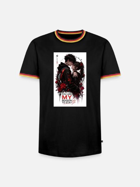 Mein Grund Zu Bleiben Liebe - Männer Kontrast-T-Shirt - Schwarz/Dreifarbig