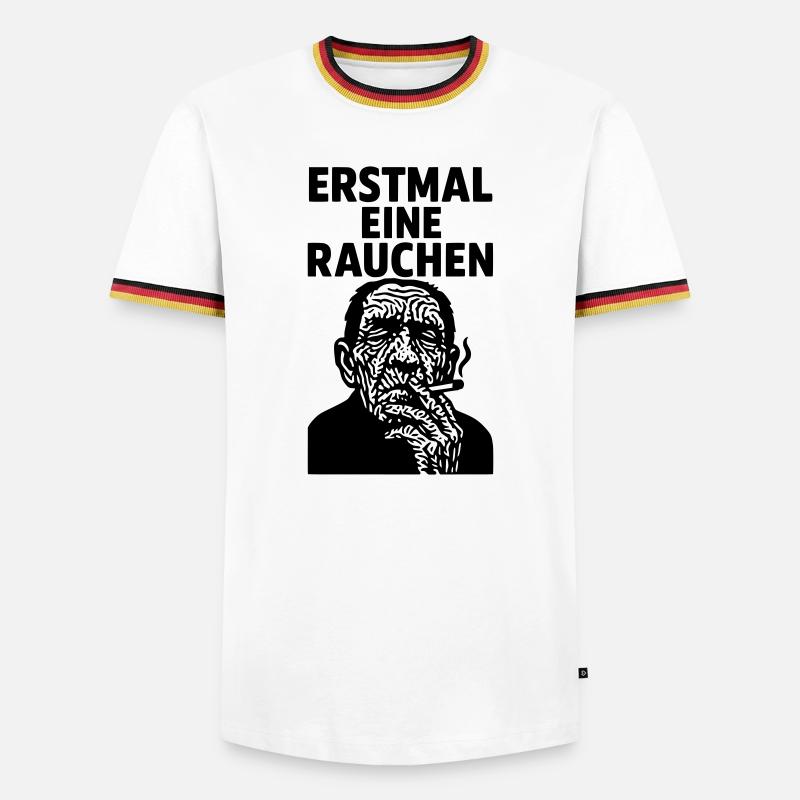 erstmal eine rauchen - Männer Kontrast-T-Shirt - Weiß/Dreifarbig