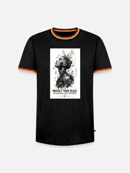 Schutz deiner Ruhe: Pflanzliche Fragmentkunst - Männer Kontrast-T-Shirt - Schwarz/Dreifarbig