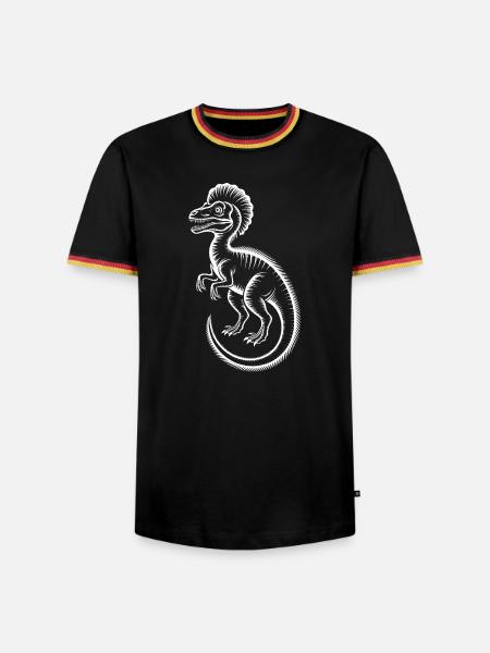 Velociraptor Linienzeichnung - Männer Kontrast-T-Shirt - Schwarz/Dreifarbig