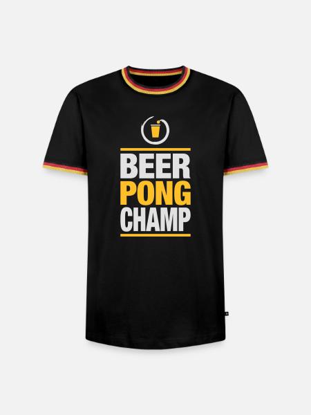Bier Pong Champion - Männer Kontrast-T-Shirt - Schwarz/Dreifarbig