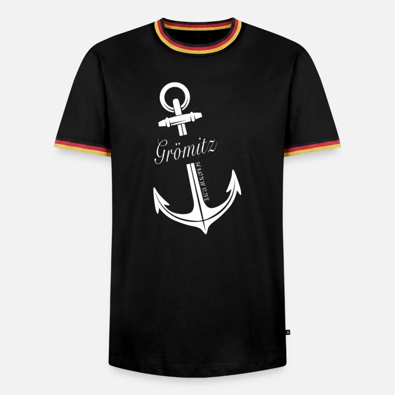 Grömitz - Männer Kontrast-T-Shirt - Schwarz/Dreifarbig