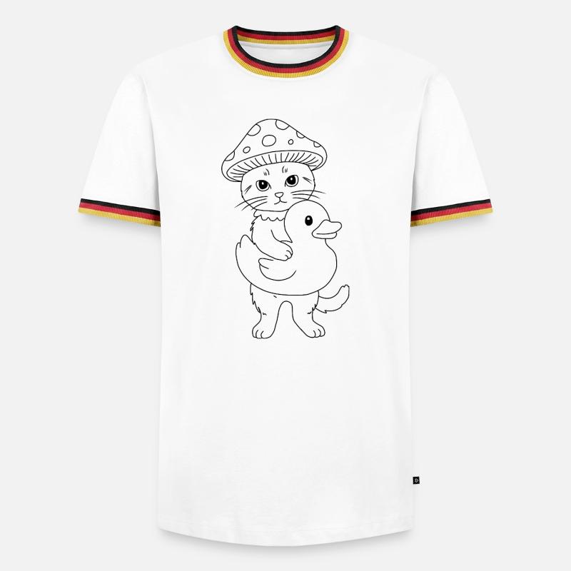 Mushroom Cat with Duck - Men's Ringer Shirt - white/tricolour