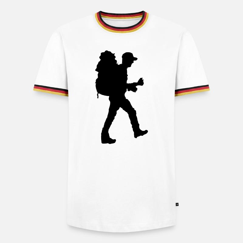 Backpacker silhouette - Men's Ringer Shirt - white/tricolour