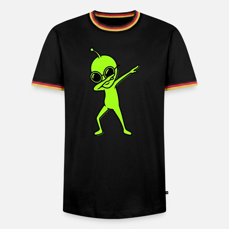 Alien Dab - Männer Kontrast-T-Shirt - Schwarz/Dreifarbig