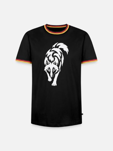 Wolf's silhouette in contrast - Men's Ringer Shirt - black/tricolour
