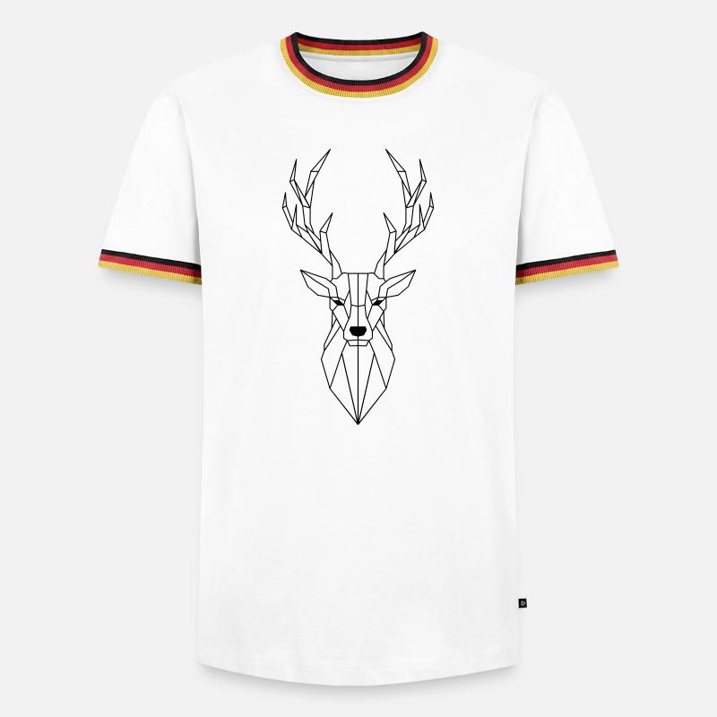 Hirsch Polygon - Männer Kontrast-T-Shirt - Weiß/Dreifarbig