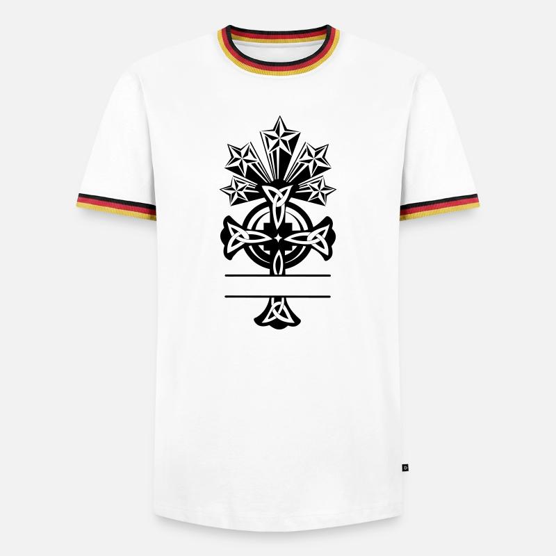 Celtic cross five star monogram - Men's Ringer Shirt - white/tricolour