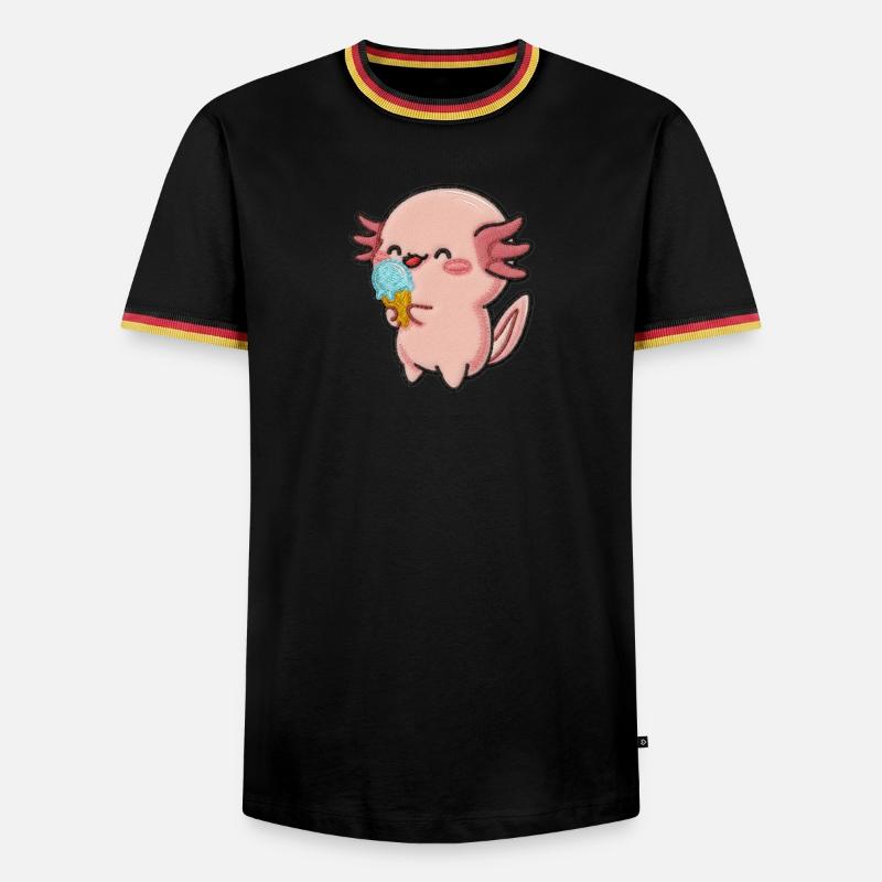 Kleiner Axolotl Eiscreme Spaß - Men's Ringer Shirt - black/tricolour