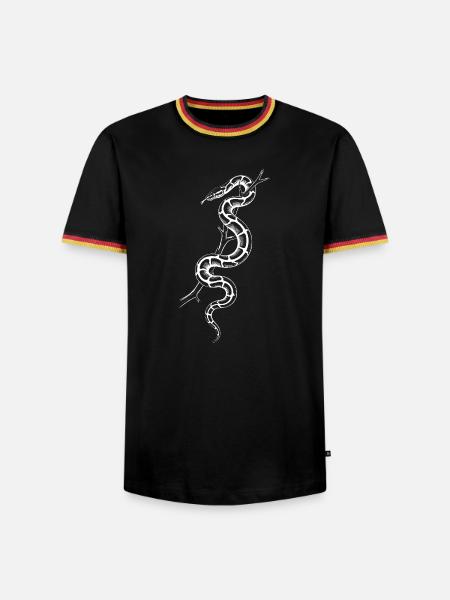 Weiße Schlange Linienkunst - Männer Kontrast-T-Shirt - Schwarz/Dreifarbig