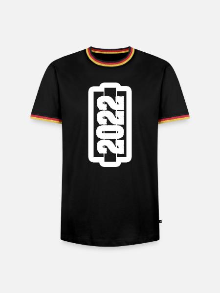 Jahr 2022 - Männer Kontrast-T-Shirt - Schwarz/Dreifarbig