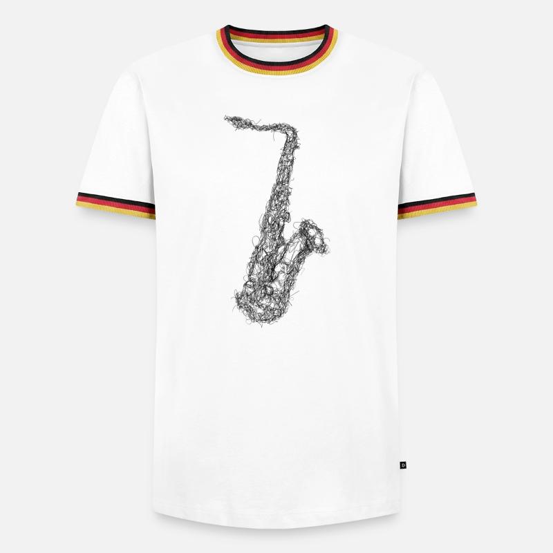 Saxophon Scribble - Männer Kontrast-T-Shirt - Weiß/Dreifarbig