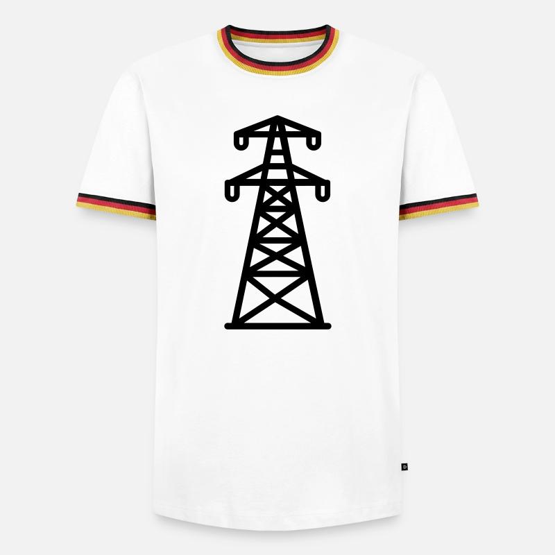 Strommast - Männer Kontrast-T-Shirt - Weiß/Dreifarbig