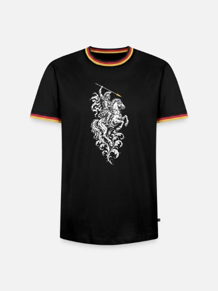 Der Löwe der Arena - Männer Kontrast-T-Shirt - Schwarz/Dreifarbig