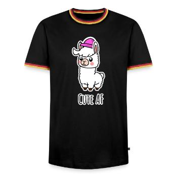 Cute AF Llama Baby or Alpaca - Men's Ringer Shirt - black/tricolour - Front - AI Model Male 178 light (178cm) & AI Model Male 185 light (185cm)