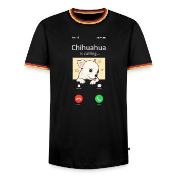 Chihuahua Chihuahueño Phone - Men's Ringer Shirt - black/tricolour - Front - AI Model Male 178 light (178cm) & AI Model Male 185 light (185cm)