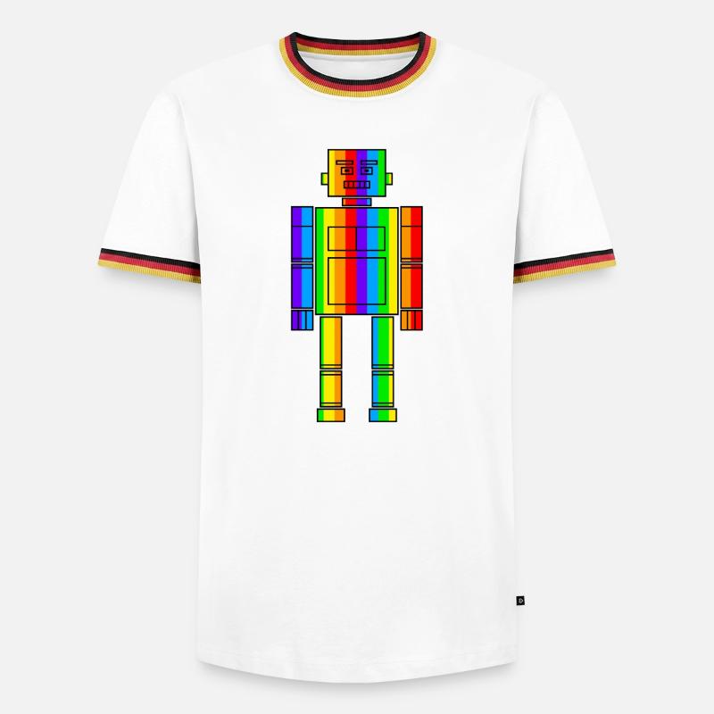 Rainbow Robot - Men's Ringer Shirt - white/tricolour