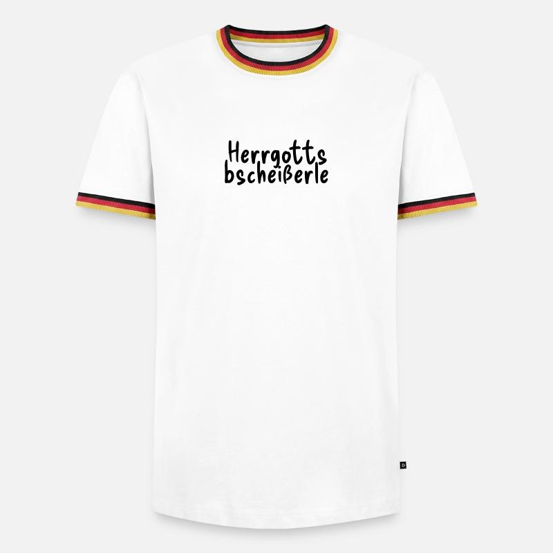 Herrgottsbscheißerle - Männer Kontrast-T-Shirt - Weiß/Dreifarbig