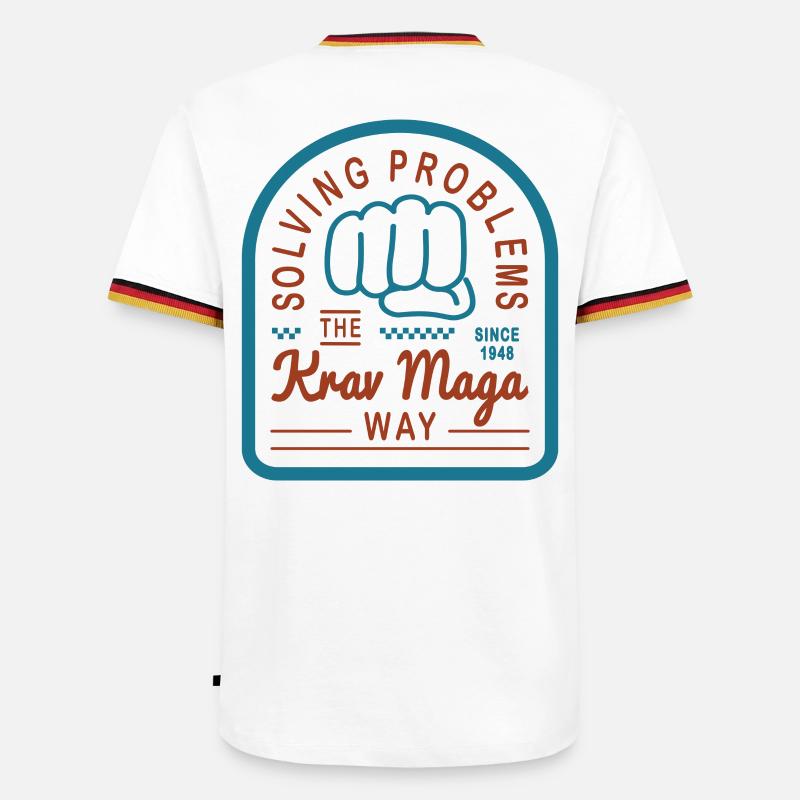 Solving problems the Krav Maga way - Männer Kontrast-T-Shirt - Weiß/Dreifarbig