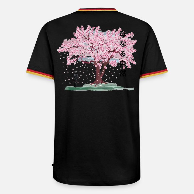 Under the blossoming cherry tree - Men's Ringer Shirt - black/tricolour