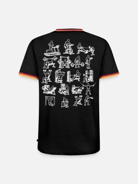 Backprint Training Workout Gym Muskelaufbau - Männer Kontrast-T-Shirt - Schwarz/Dreifarbig