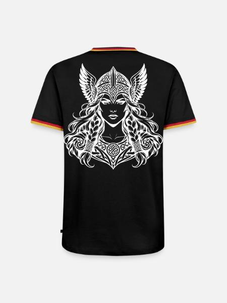 Valkyrie-Kriegerin mit geflügeltem Helm - Männer Kontrast-T-Shirt - Schwarz/Dreifarbig