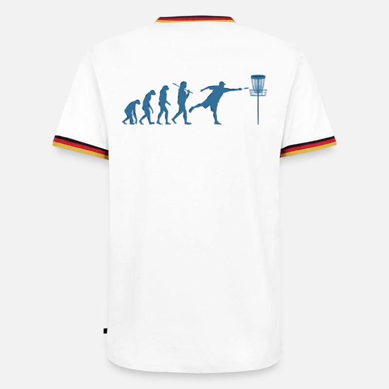 Disc Golf Evolution - Männer Kontrast-T-Shirt - Weiß/Dreifarbig