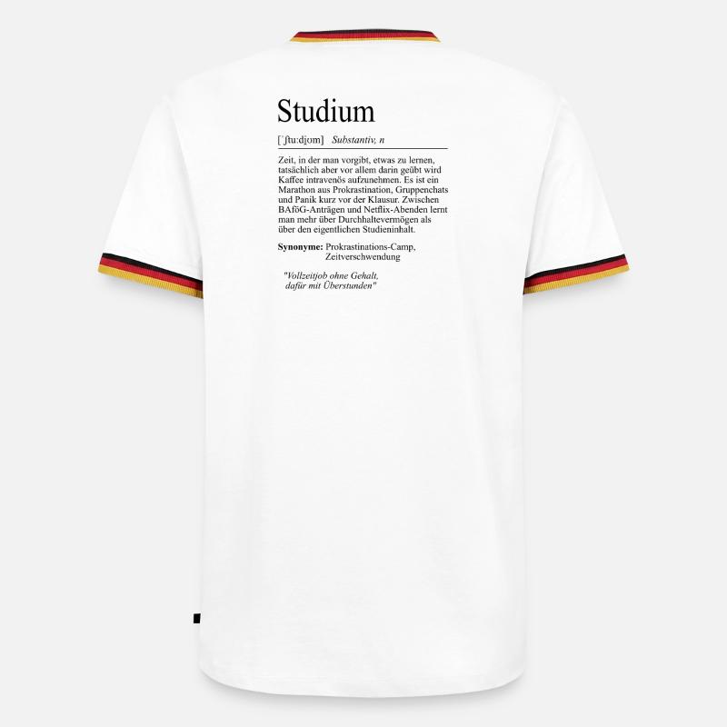Unispruch "Studium" Student Geschenk, Studenten - Männer Kontrast-T-Shirt - Weiß/Dreifarbig