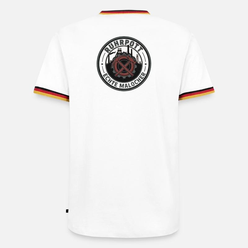 Ruhrpott Echte Malocher Patch - Männer Kontrast-T-Shirt - Weiß/Dreifarbig