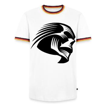 Art moderne de crâne (frais de crâne) - T-shirt contrasté Homme - blanc/tricolore - Devant - AI Model Female 172 light (172cm) & AI Model Male 185 light (185cm)