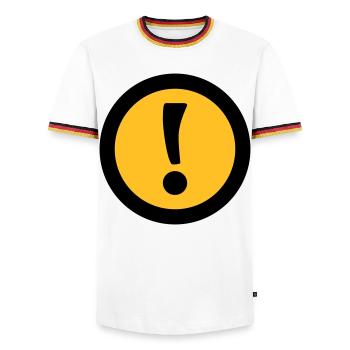 Achtung | Attention - T-shirt contrasté Homme - blanc/tricolore - Devant - AI Model Female 172 light (172cm) & AI Model Male 185 light (185cm)