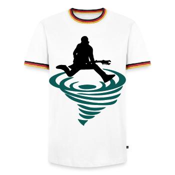 Rocker emblem - Men's Ringer Shirt - white/tricolour - Front - AI Model Female 172 light (172cm) & AI Model Male 185 light (185cm)