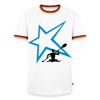Canoe Stern - Men's Ringer Shirt - white/tricolour - Front - AI Model Female 172 light (172cm) & AI Model Male 185 light (185cm)