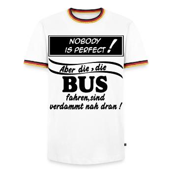Busfahrer Bus Omnibus Kraftfahrer Schulbus (25) - Männer Kontrast-T-Shirt - Weiß/Dreifarbig - Vorne - AI Model Female 172 light (172cm) & AI Model Male 185 light (185cm)