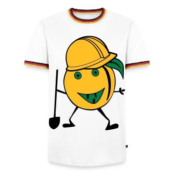 travailleur de la construction d'orange - T-shirt contrasté Homme - blanc/tricolore - Devant - AI Model Female 172 light (172cm) & AI Model Male 185 light (185cm)