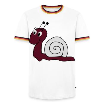 coole Schnecke - Männer Kontrast-T-Shirt - Weiß/Dreifarbig - Vorne - AI Model Female 172 light (172cm) & AI Model Male 185 light (185cm)