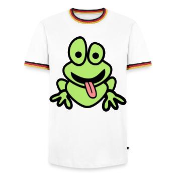 Frog with tongue - Men's Ringer Shirt - white/tricolour - Front - AI Model Female 172 light (172cm) & AI Model Male 185 light (185cm)