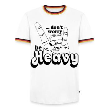 Heavy Metal,Headbanger,dont worry be Heavy(25) - Männer Kontrast-T-Shirt - Weiß/Dreifarbig - Vorne - AI Model Female 172 light (172cm) & AI Model Male 185 light (185cm)