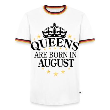 Queens August - Männer Kontrast-T-Shirt - Weiß/Dreifarbig - Vorne - AI Model Female 172 light (172cm) & AI Model Male 185 light (185cm)