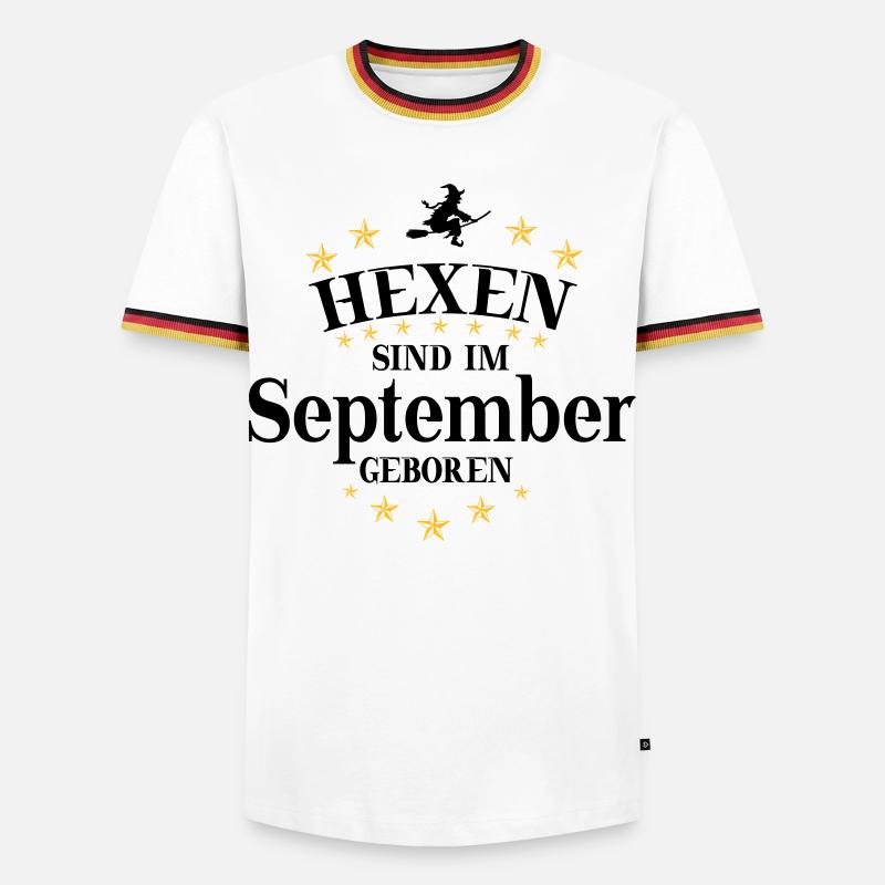 Hexen September - Männer Kontrast-T-Shirt - Weiß/Dreifarbig