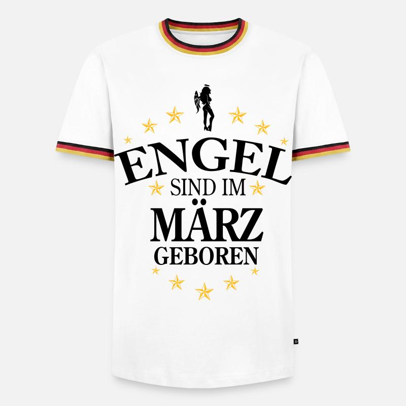 Engel März - Männer Kontrast-T-Shirt - Weiß/Dreifarbig
