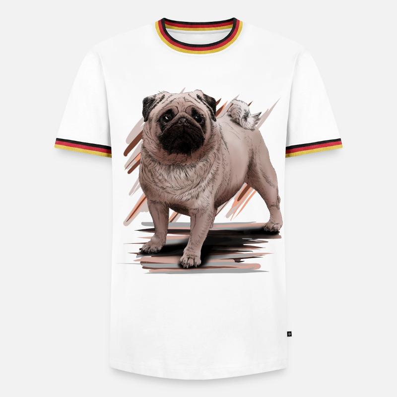 Mops - Männer Kontrast-T-Shirt - Weiß/Dreifarbig
