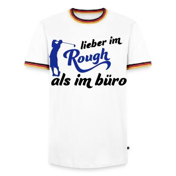 Golf - Männer Kontrast-T-Shirt - Weiß/Dreifarbig - Vorne - AI Model Female 172 light (172cm) & AI Model Male 185 light (185cm)